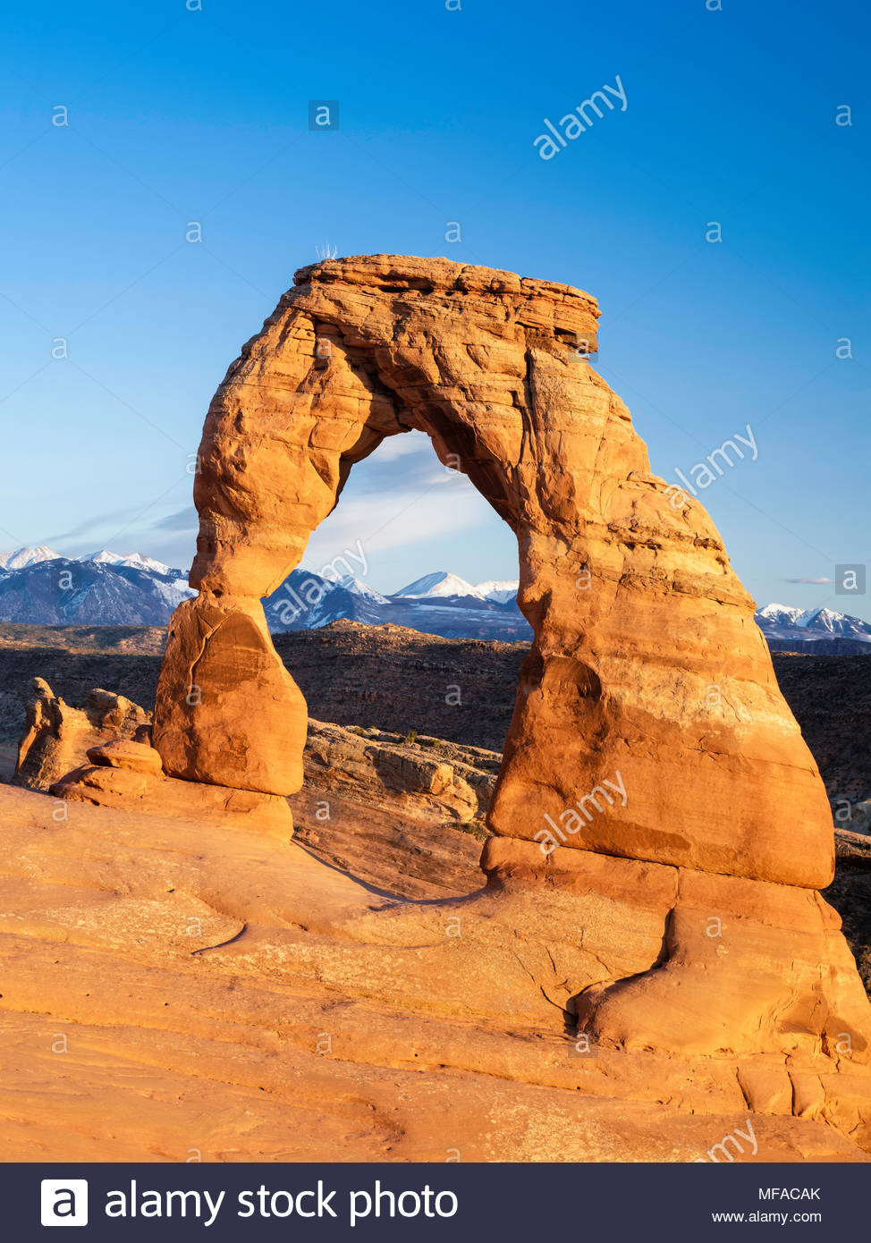 Of Delicate Arch With The La Sal Mountains In Background
