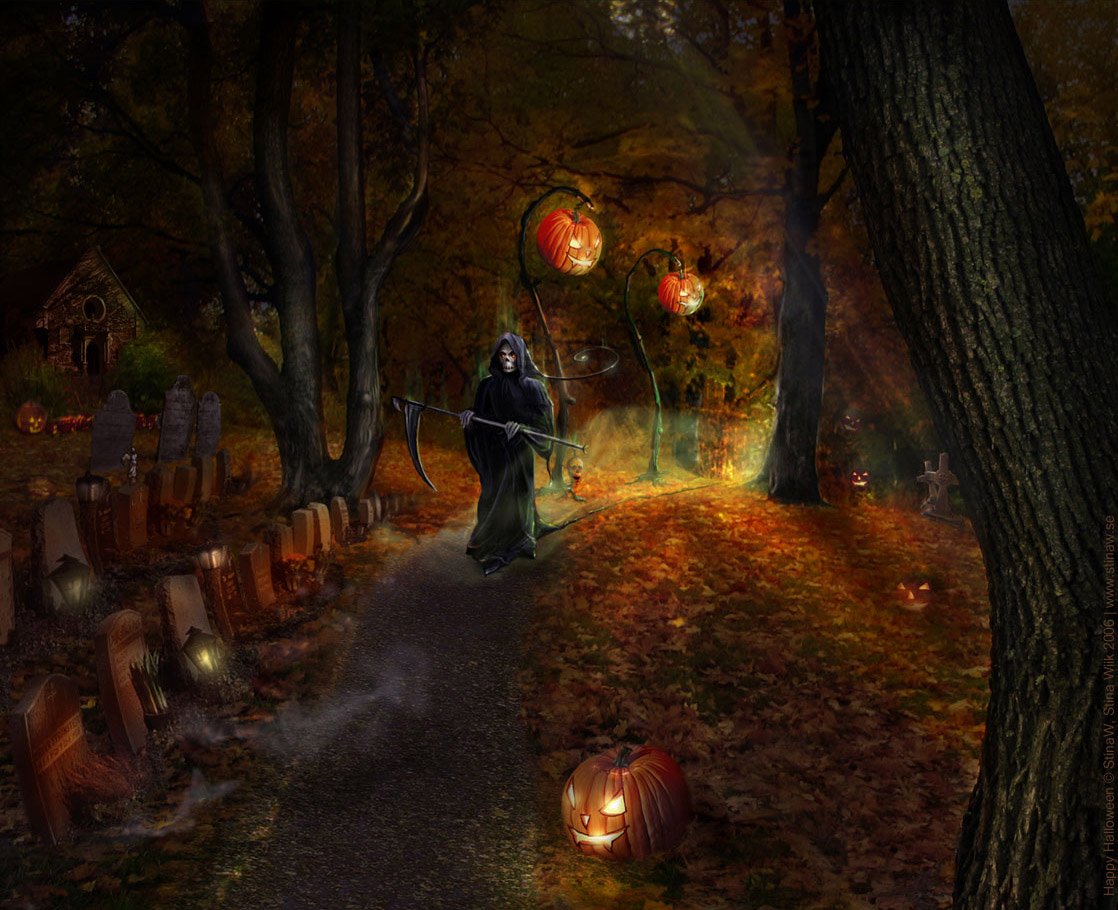 Scary Halloween 2012 HD Wallpapers Pumpkins Witches Spider Web 1118x910