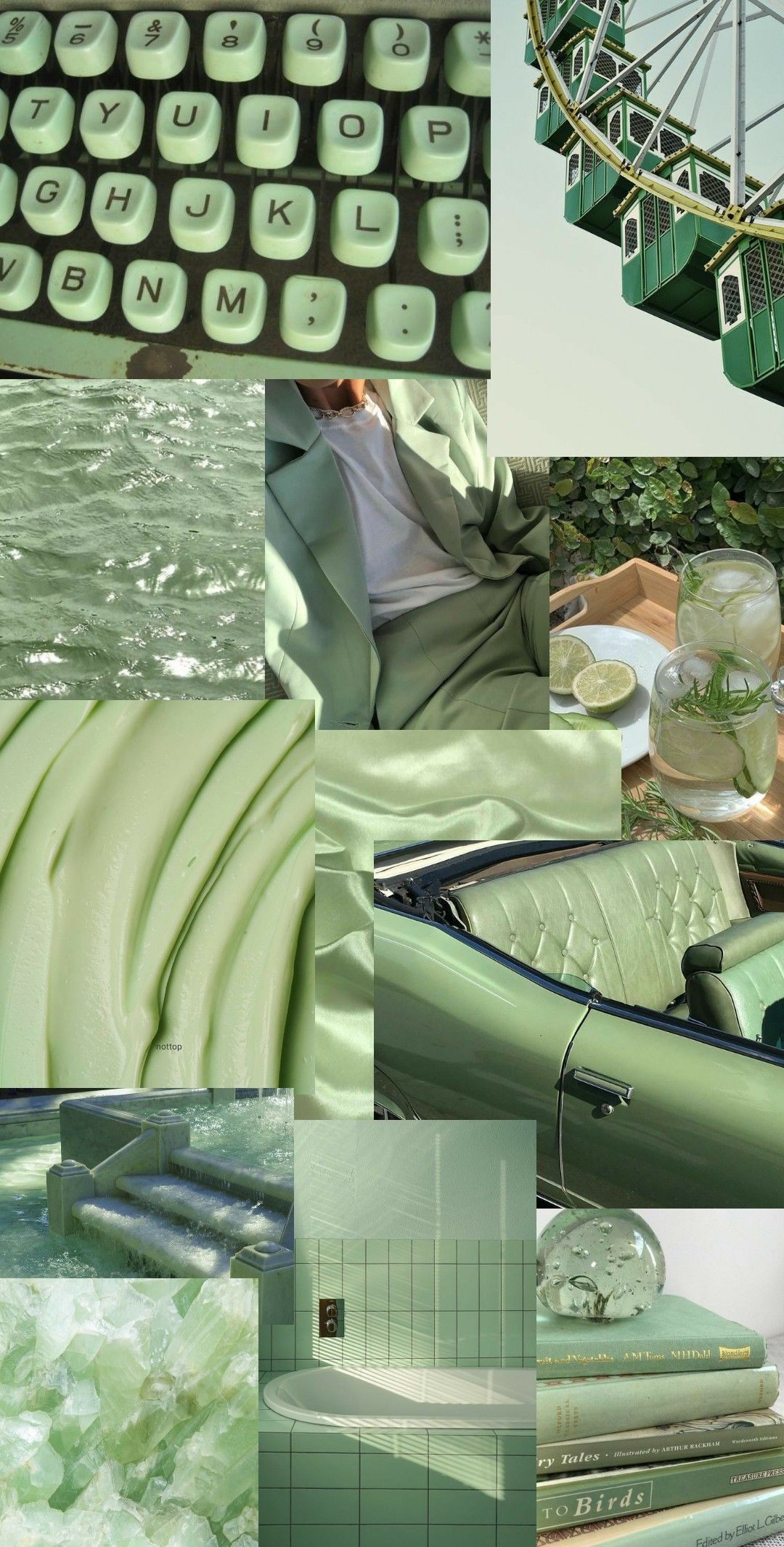 Wallpaper Aesthetic Sage Green Collage