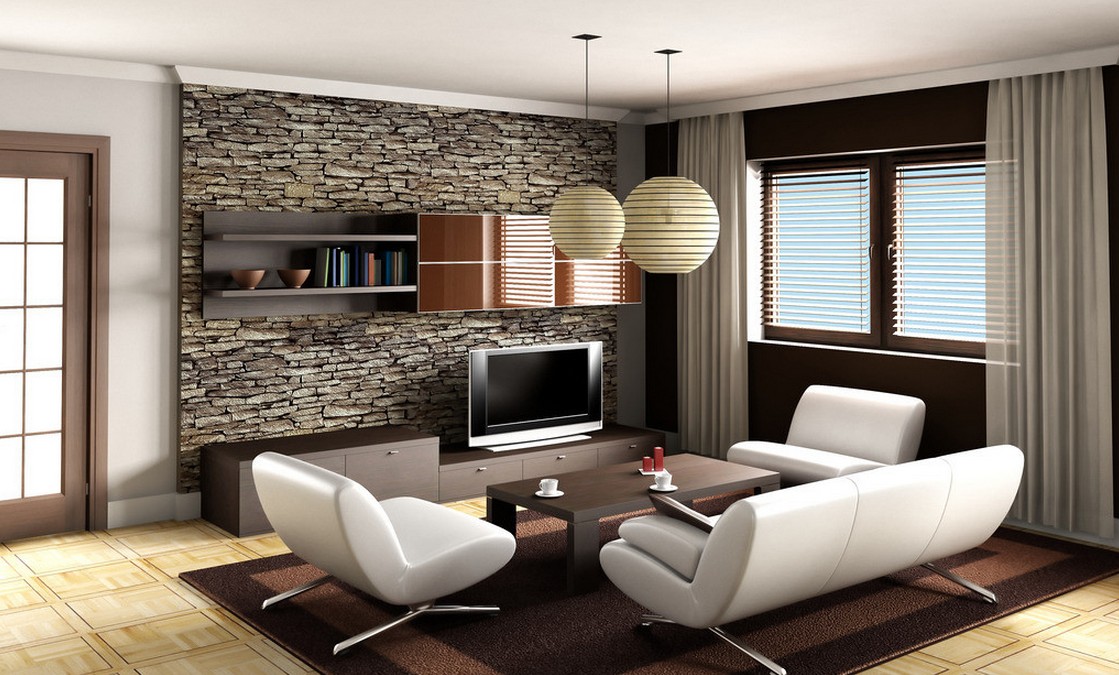 Neoclassical Living Room Tv Wall Wallpaper Interior Design