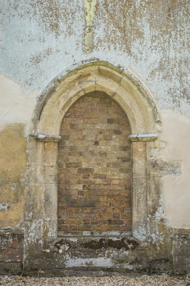 Bricked Up Arched Doorway Old Church Back Door Weathered And