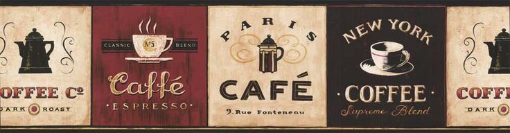 French Kitchen Cafe Wallpaper Border Coffee