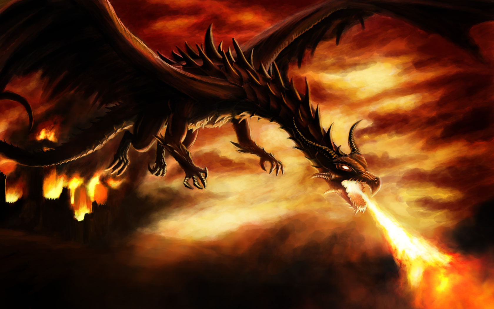 Dragon Attack 3d Art Black Fire