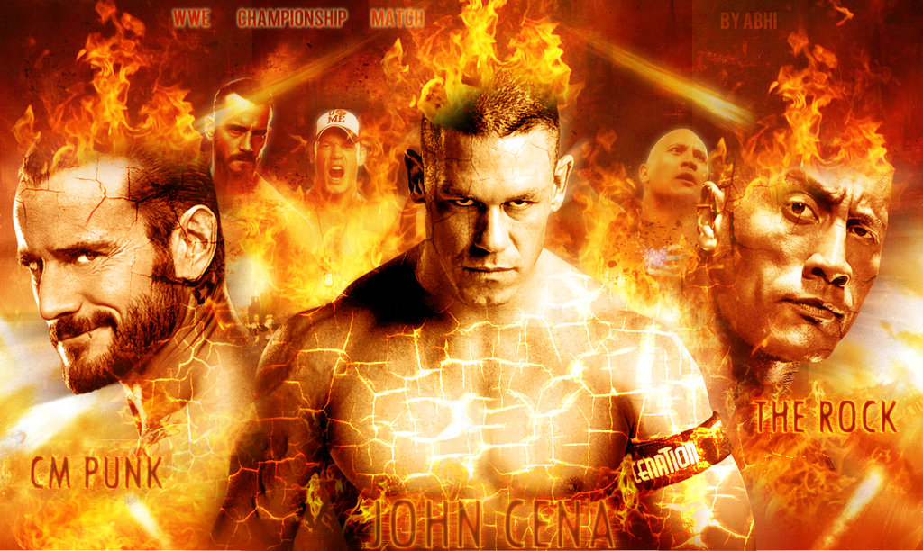 John Cena Vs The Rock Cm Punk By Abhishekawsomesharma