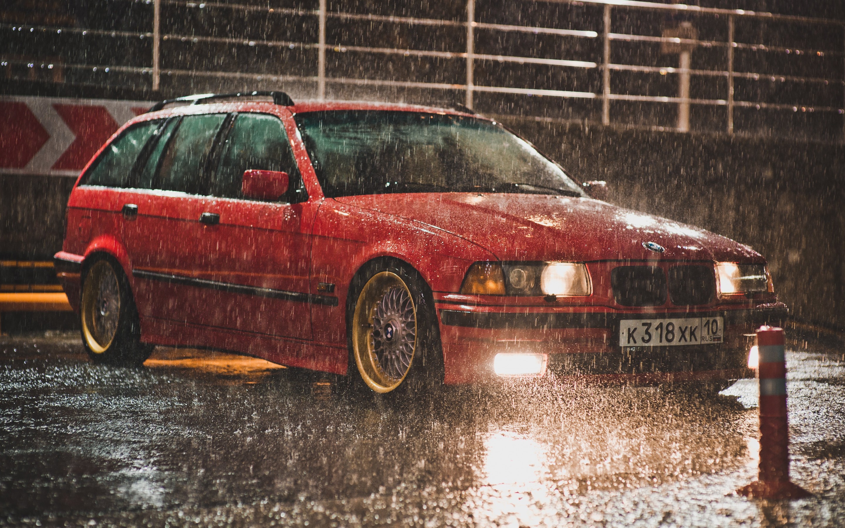 BMW e36 Touring red BBS rain tuning wallpaper 2880x1800 126256