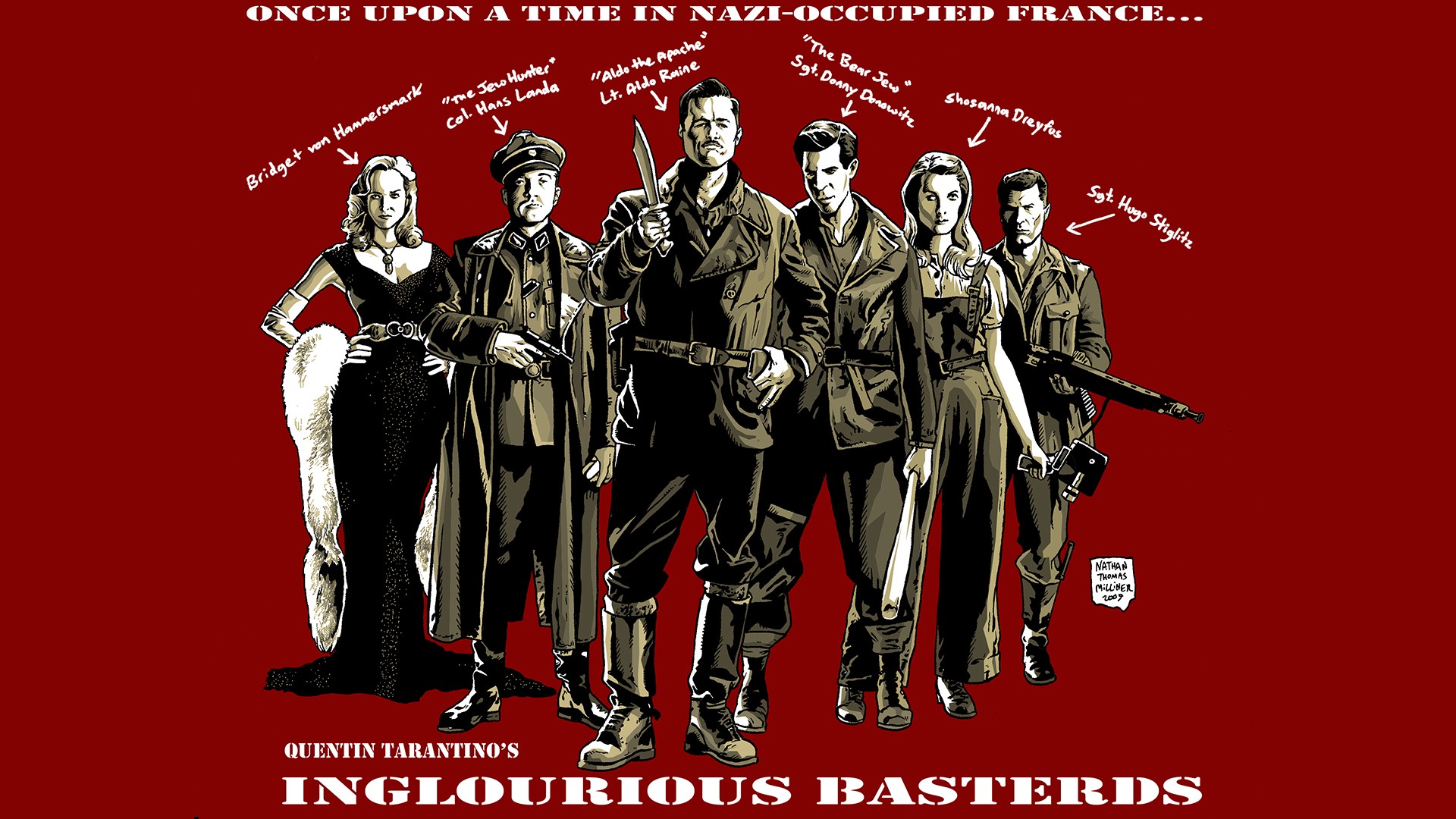Quentin Tarantino Fan Art Inglourious Basterds Wallpaper Background