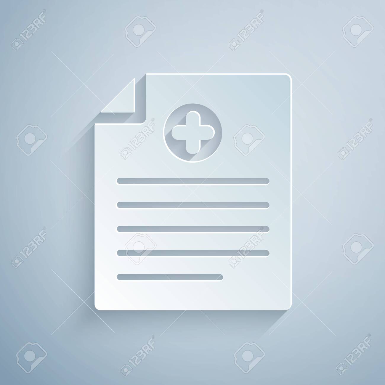 Paper Cut Medical Clipboard With Clinical Record Icon Isolated