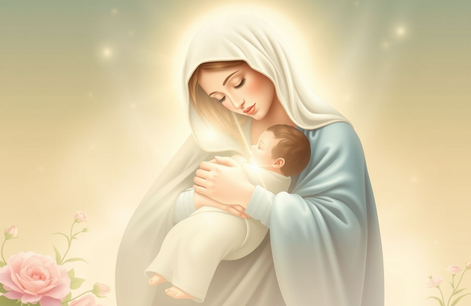 Mother Mary With Baby Jesus Wallpaper
