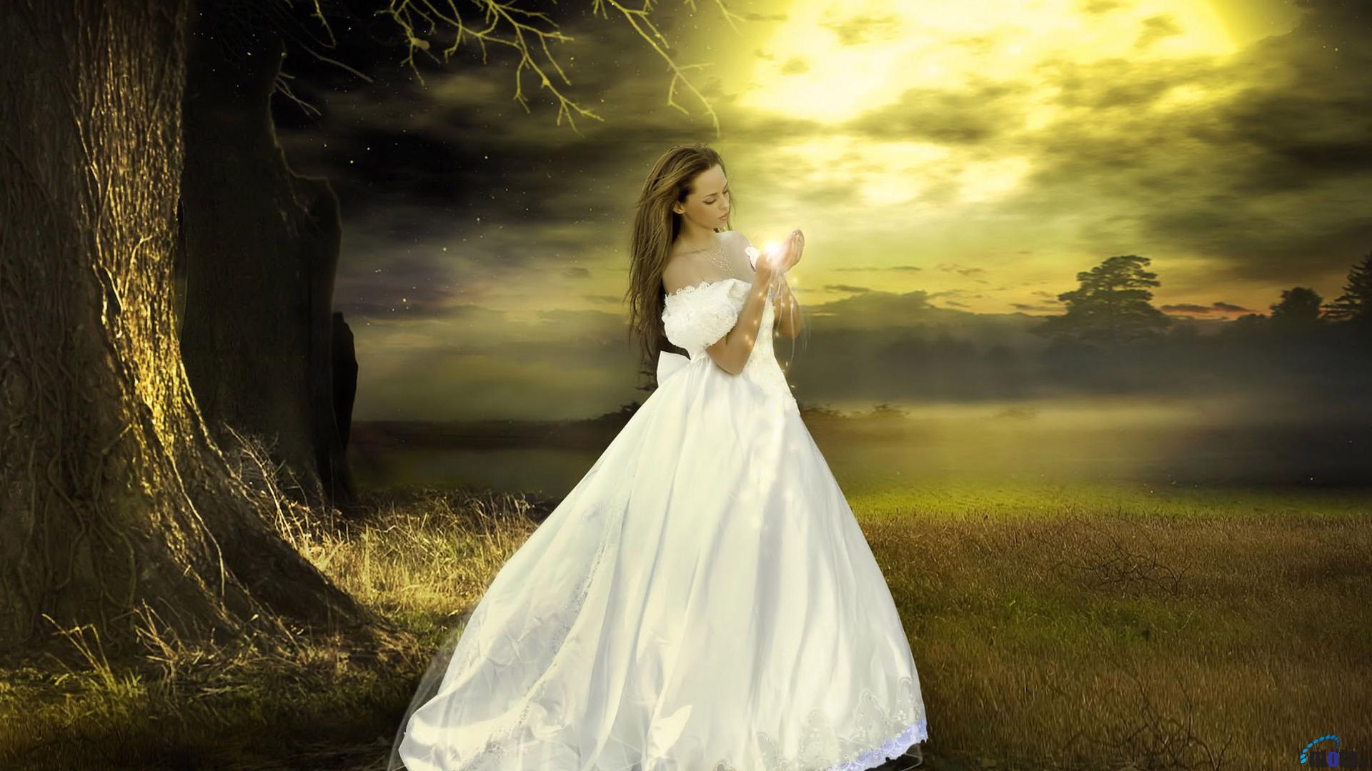 Women White Wedding Dresses HD Wallpaper Of