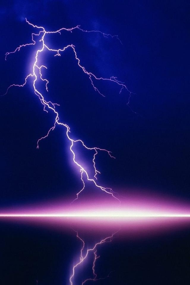 Purple Lightning Lake iPhone HD Wallpaper