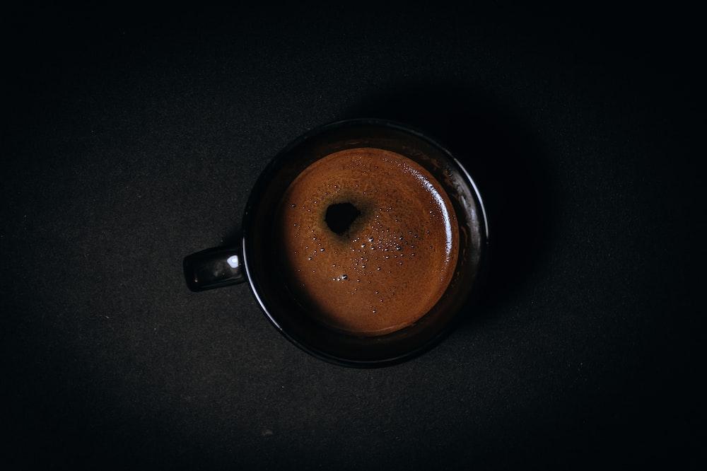 Black Ceramic Mug With Brown Liquid Photo Image On
