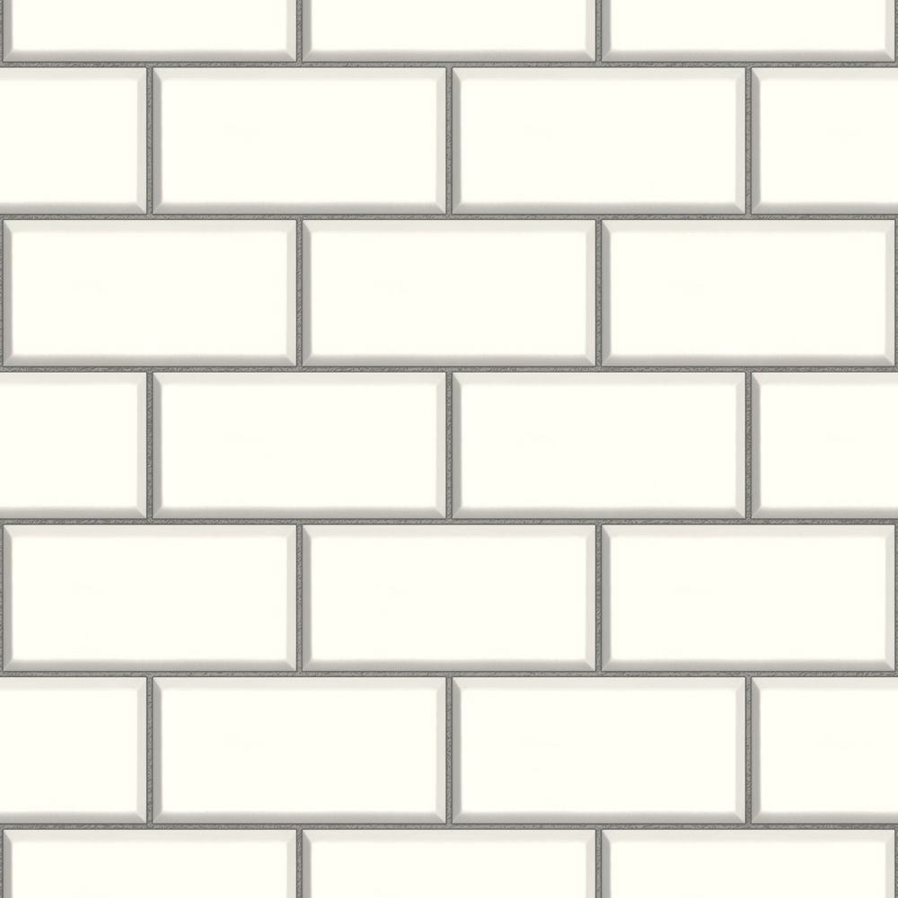 White Brick Wallpaper Bathroom