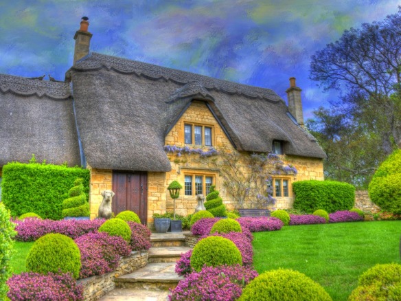 English Country Cottage Green House Flower