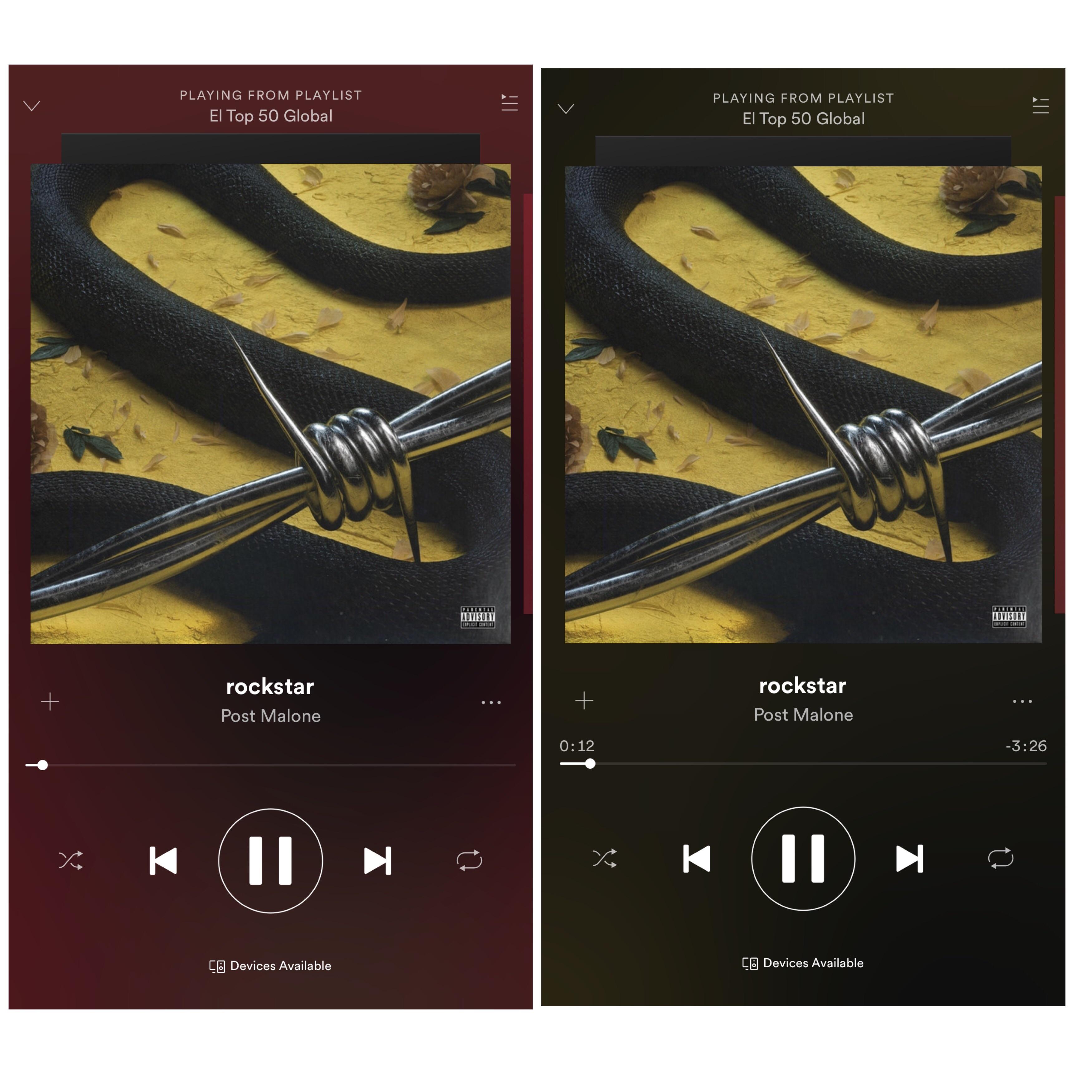 The Color Of Background When Playing Music In Spotify Is