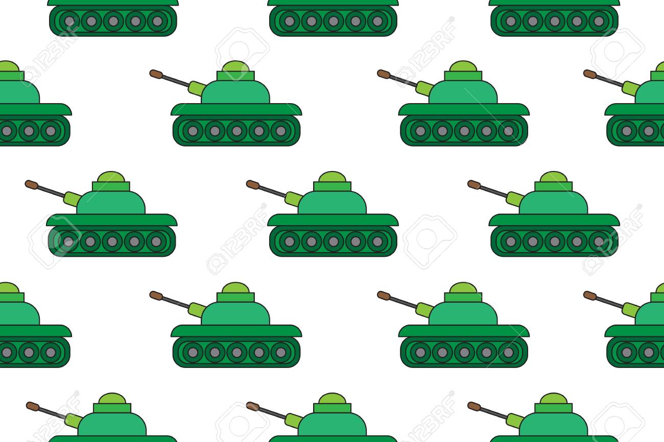 Tanks Cartoon Background Seamless Pattern Vector Illustration