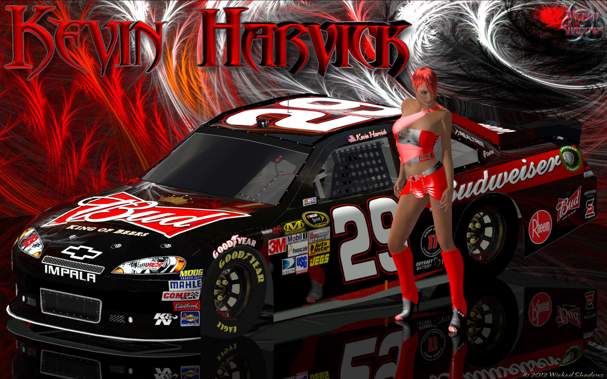 Wallpaper By Wicked Shadows Kevin Harvick Lady In Red
