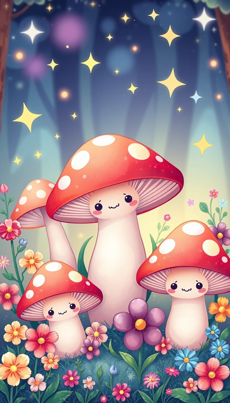 Kawaii Mushroom Wallpaper