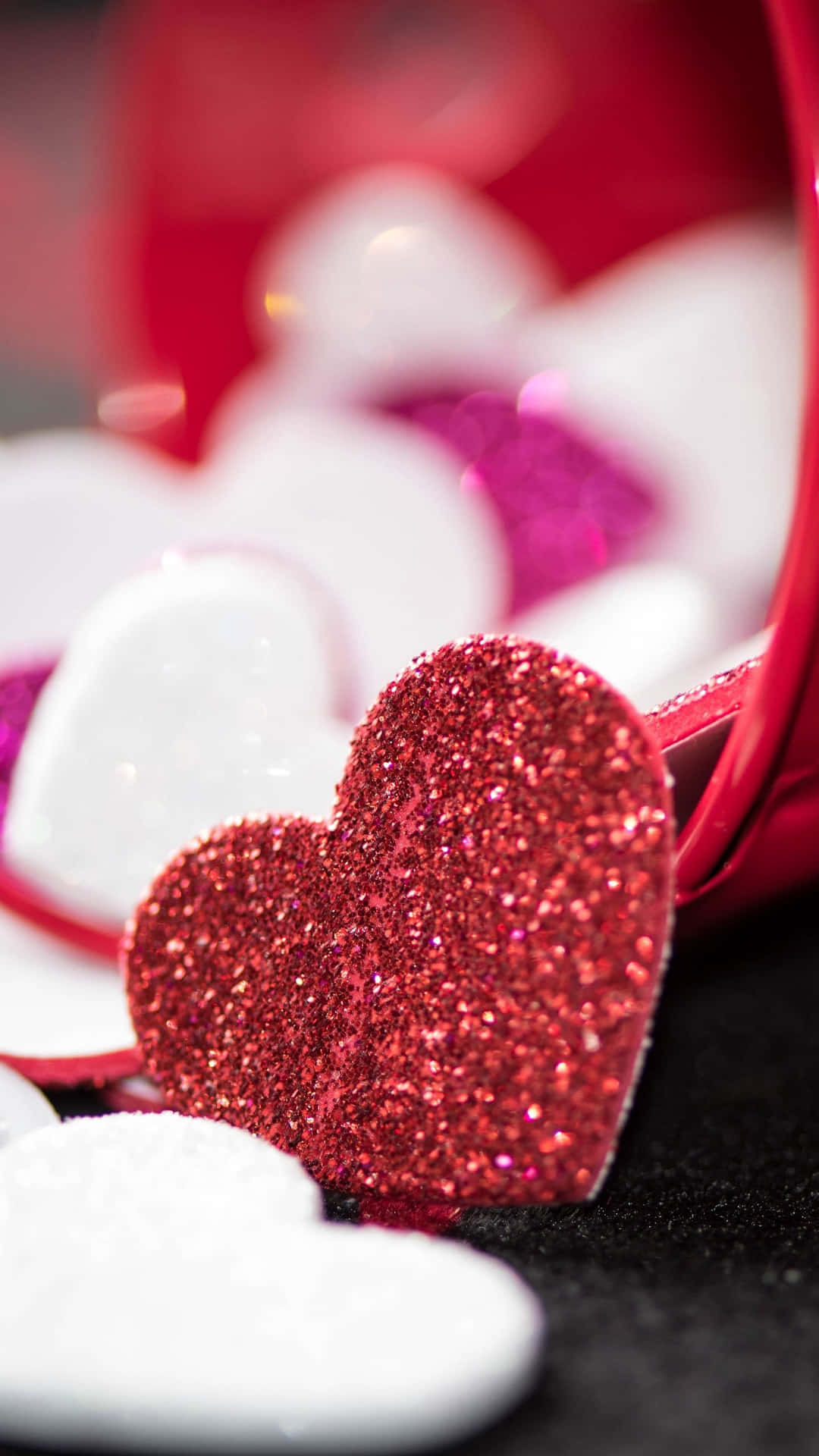 Glitter Pink Hearts Wallpaper