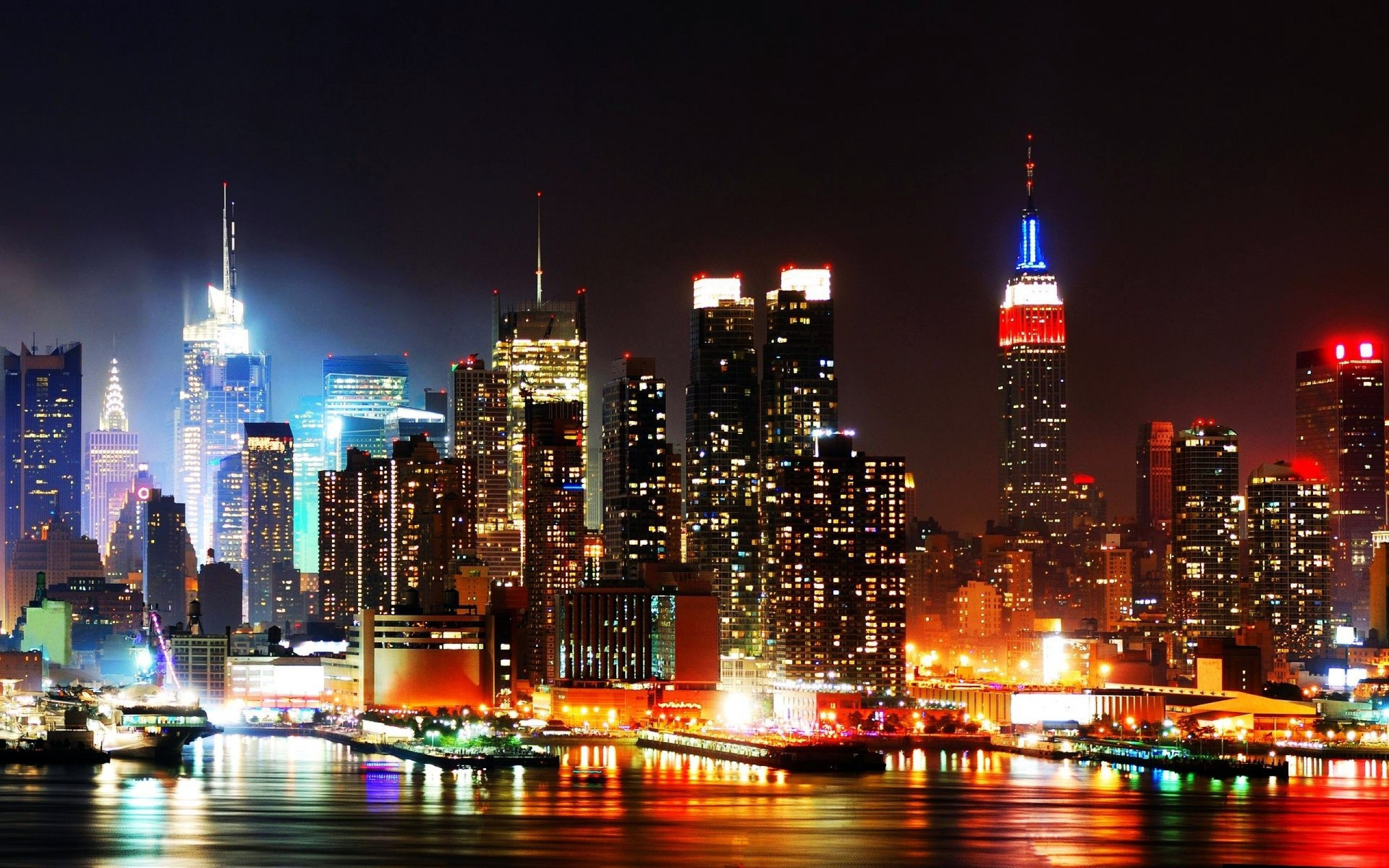 New York City Skyline At Night HD Wallpaper Background Images