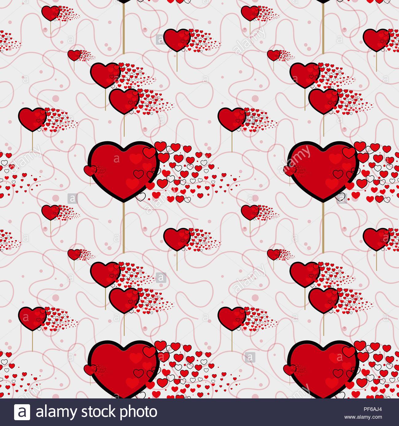 Candy Hearts And Line Pattern Vector Seamless With