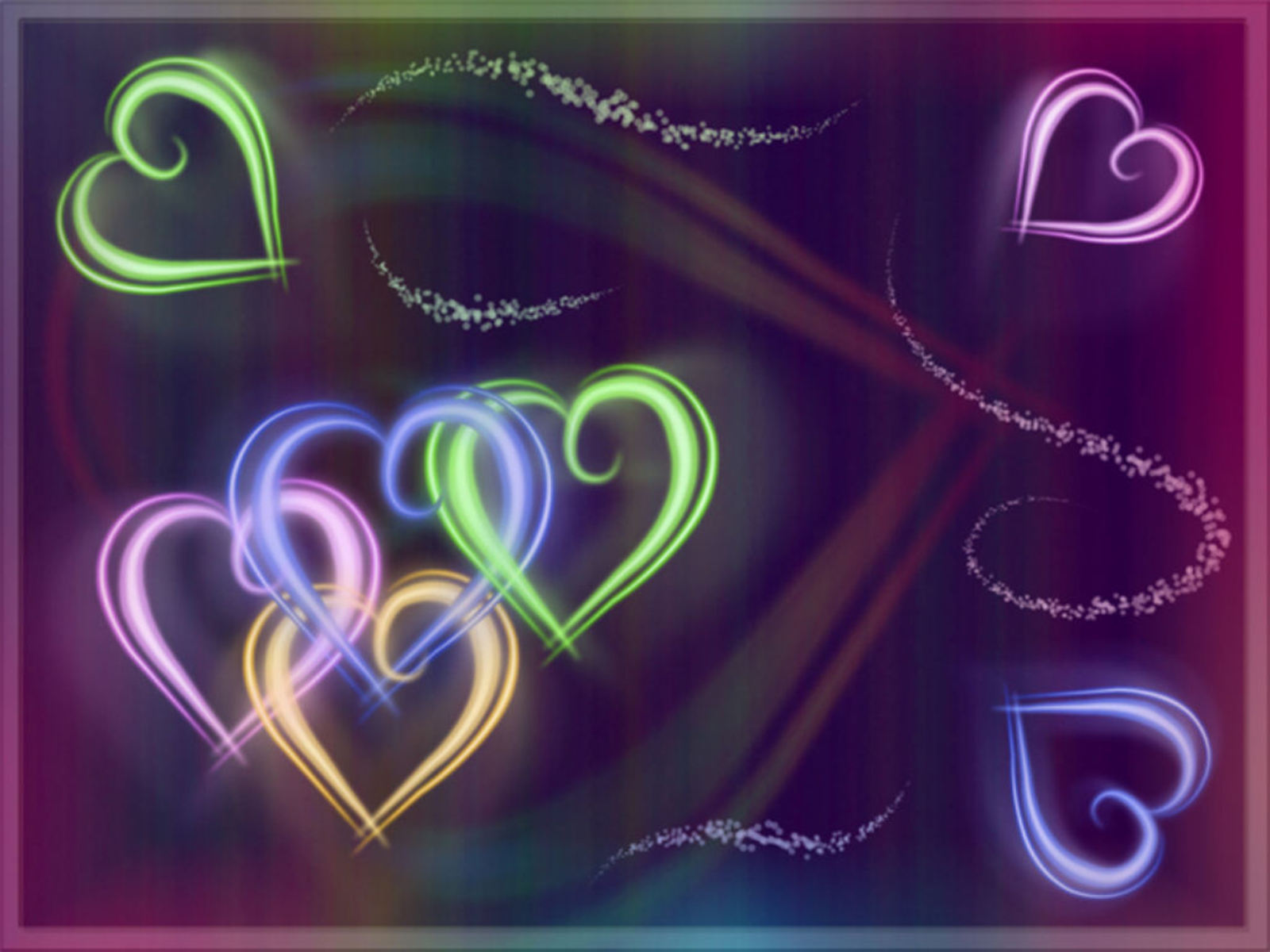 Neon Colored Hearts Wallpaper