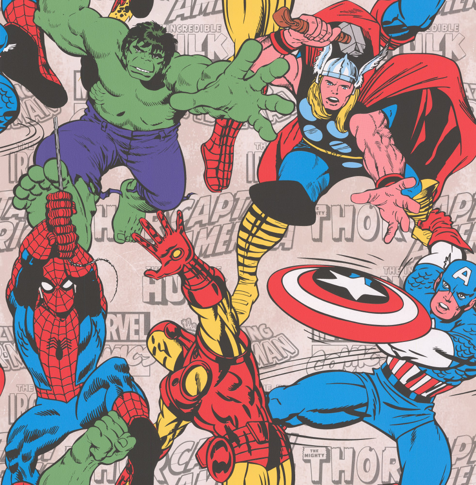 Marvel Superheroes by Kids Home   Multi Wallpaper Direct