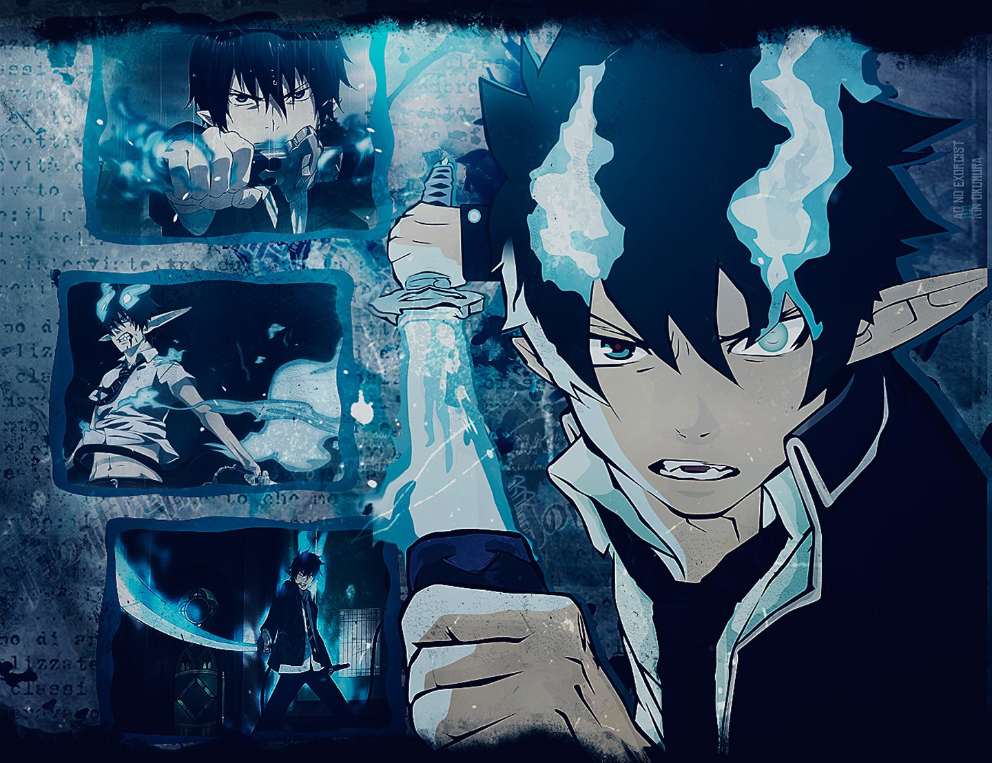 Rin Okumura Ao No Exorcist Demon Katana Blue Flame Anime HD Wallpaper