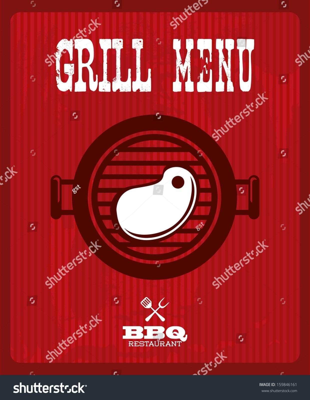 Grill Menu Over Red Background Vector Stock Vector Royalty Free
