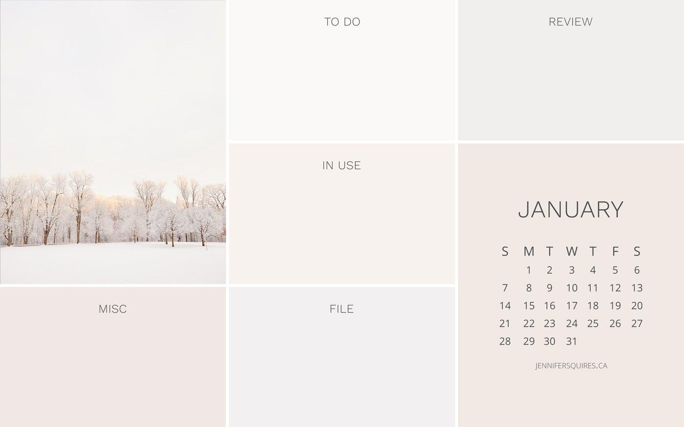 January Wallpaper For iPhone And Desktop Organizer