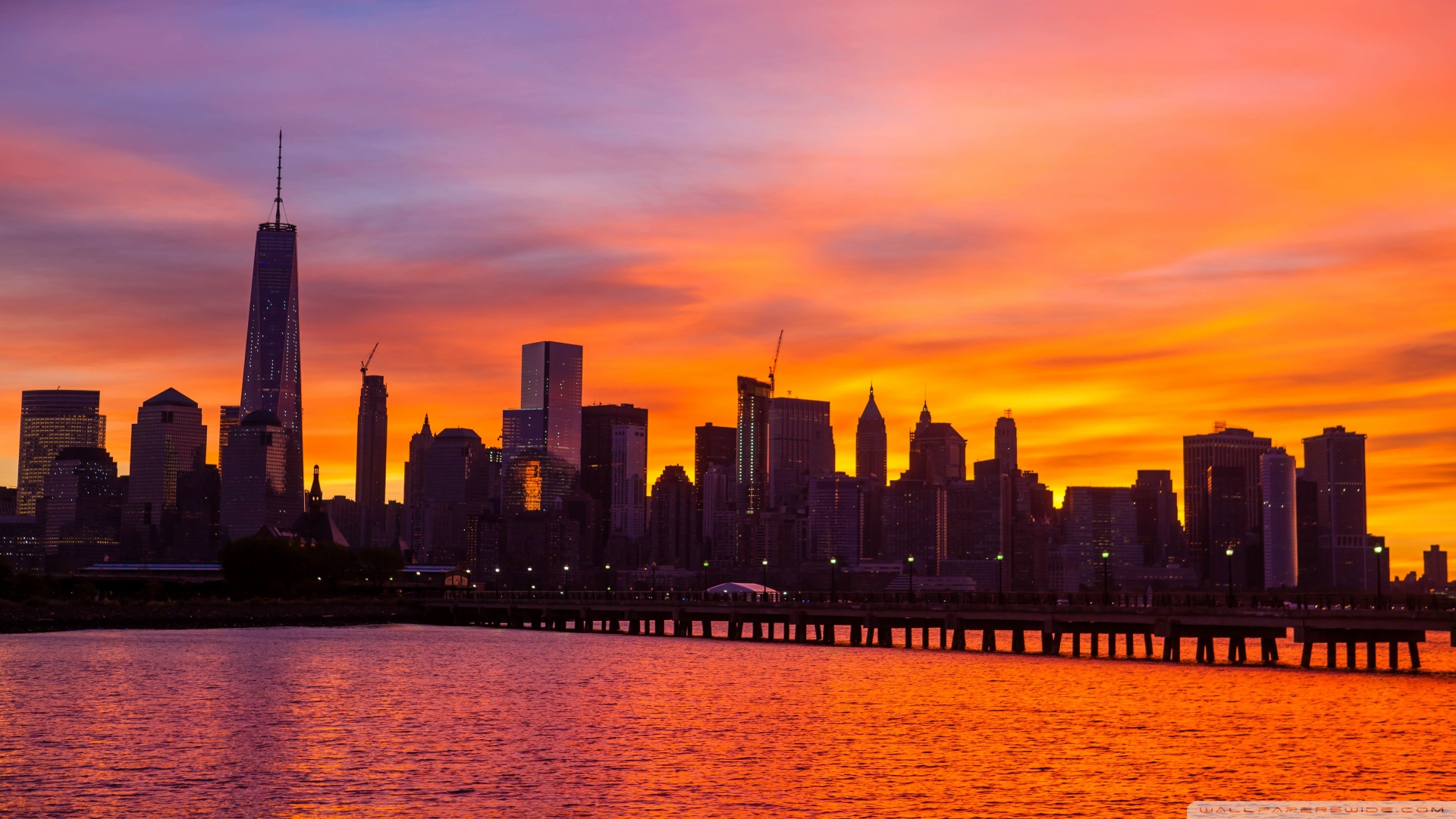 Download New York City Skyline At Night K HD Desktop Wallpaper For By Tamaram New York