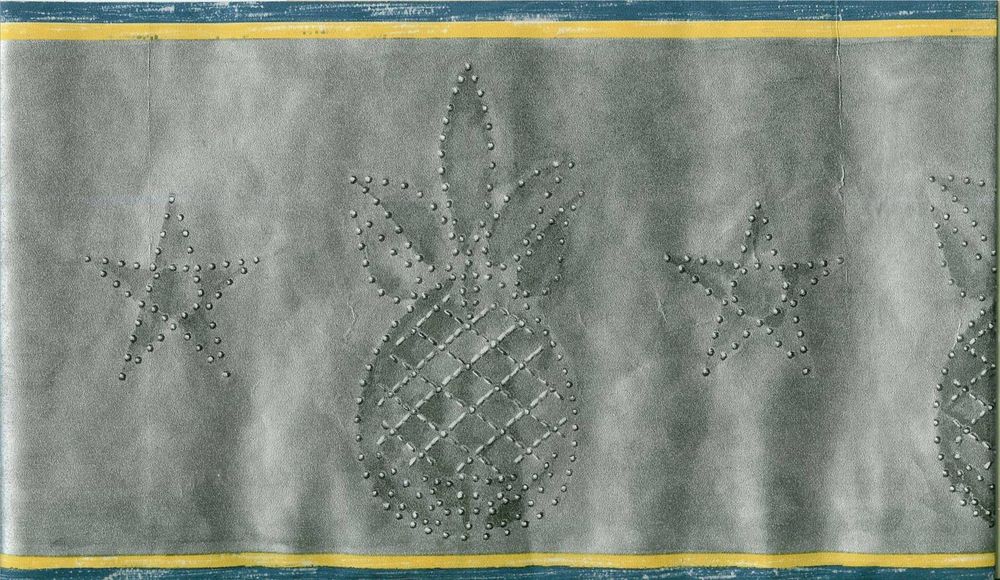 Country Punched Tin Look Pineapple And Stars Wallpaper Border