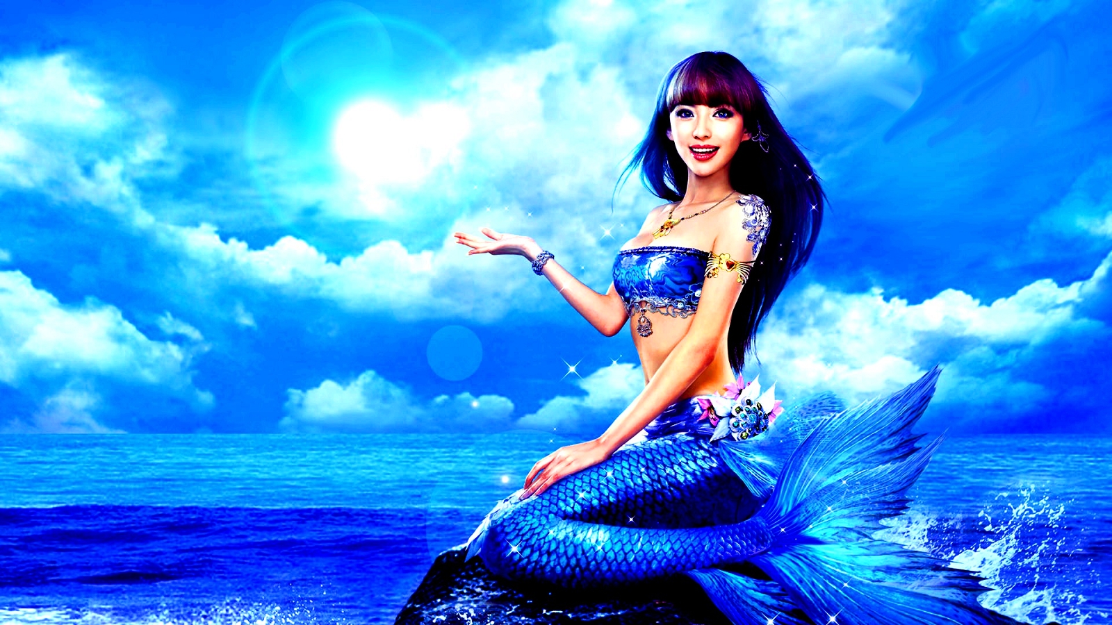 Blue Mermaid Mermaids Wallpaper