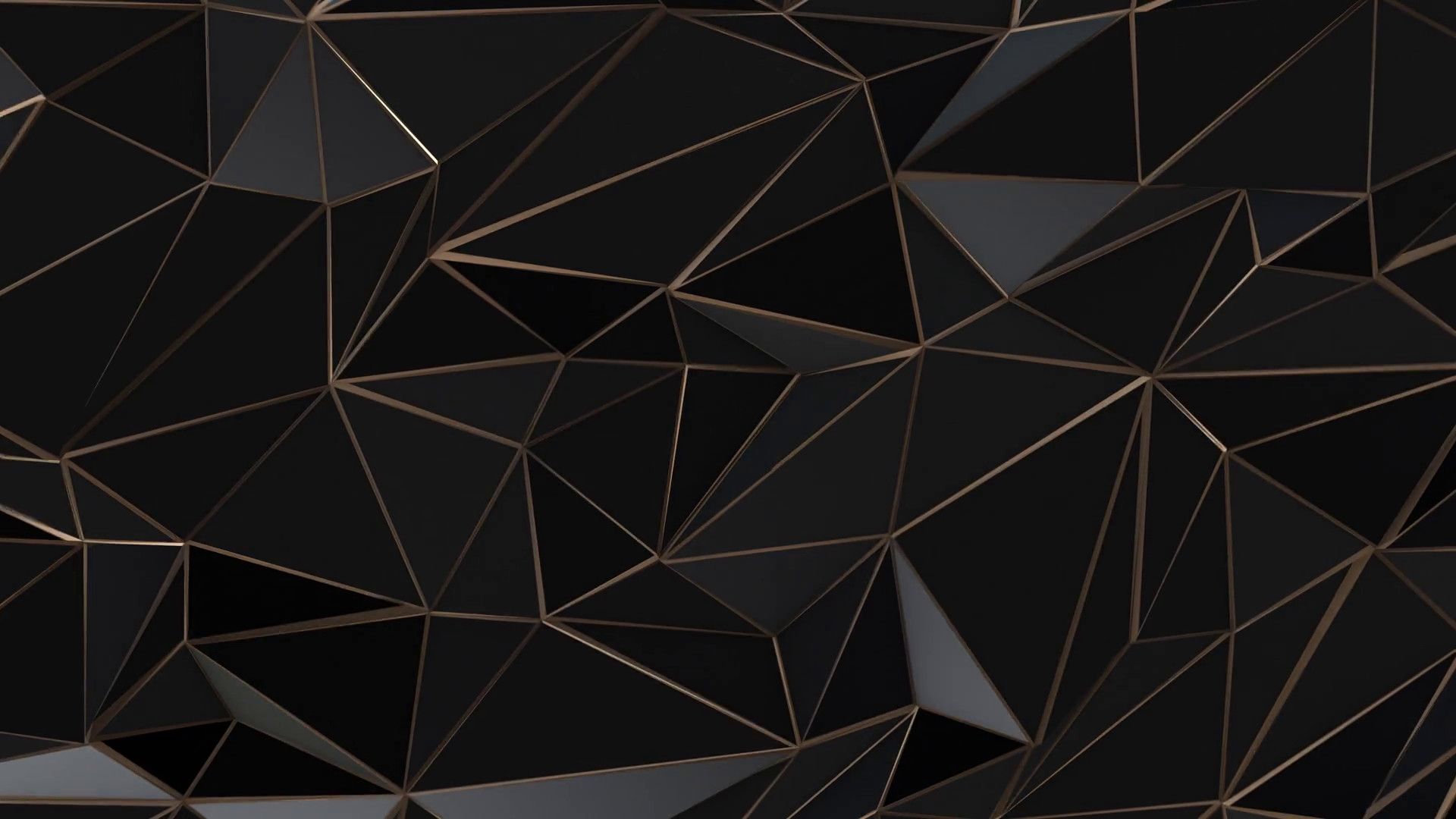 A close-up of a dark, luxurious background with a low-poly, geometric pattern. The facets are outlined with thin, shimmering gold lines, creating a rich, textured effect
