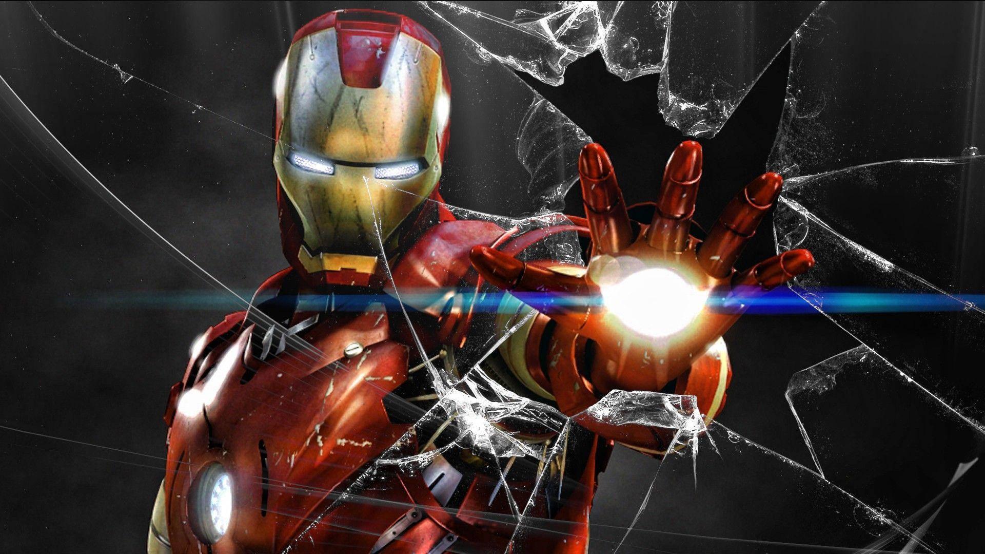 Cracked Puter Screen Iron Man Wallpaper