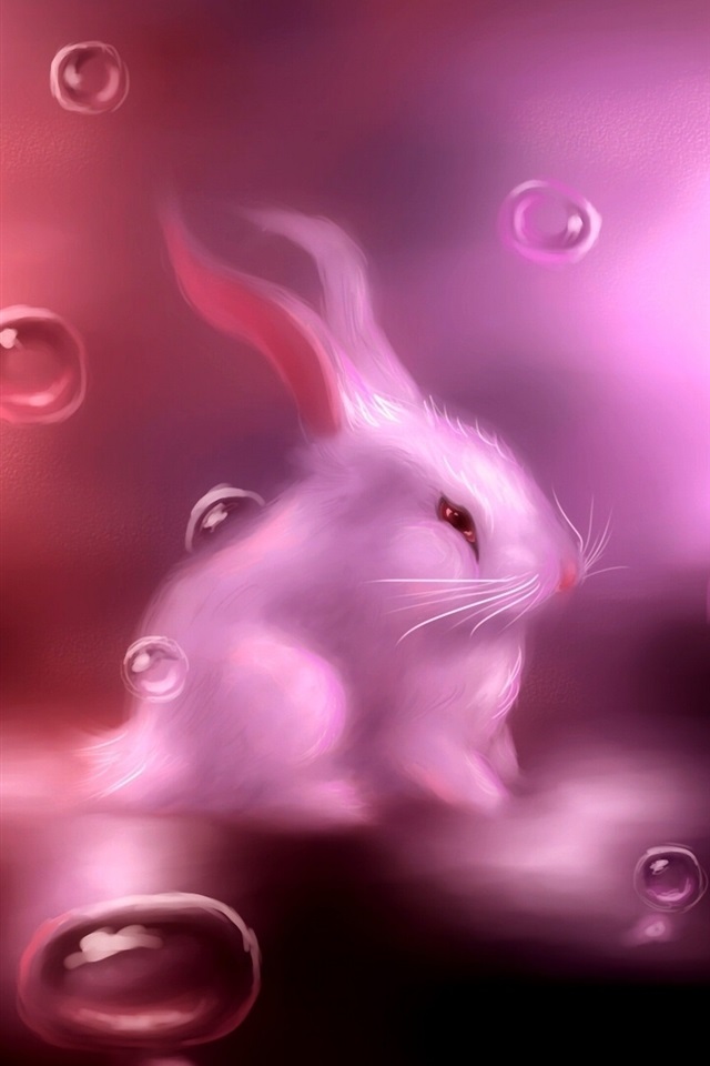Art Watercolor Pink Rabbit iPhone 6s Wallpaper