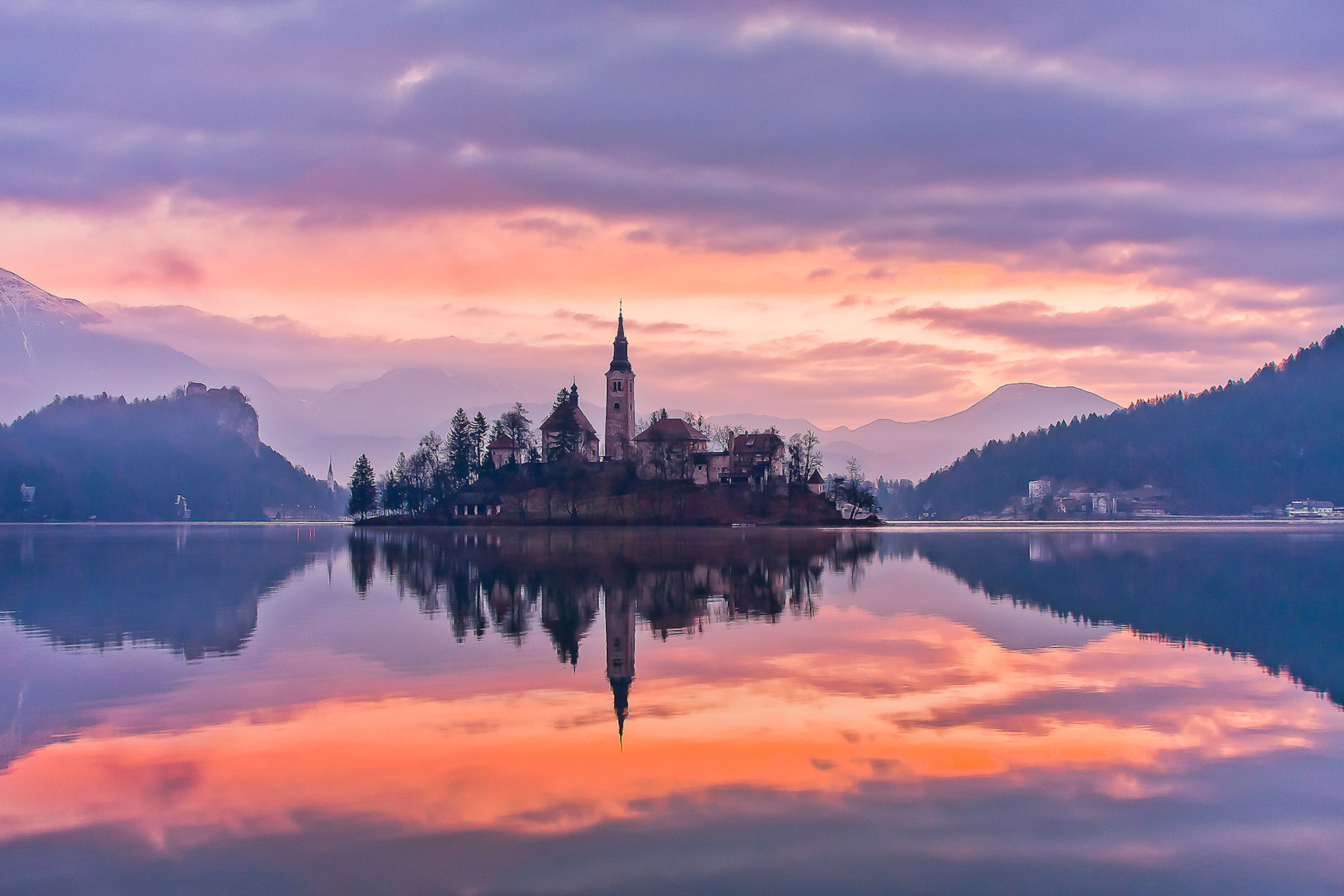 Lake Bled Island Sunrise Wallpaper