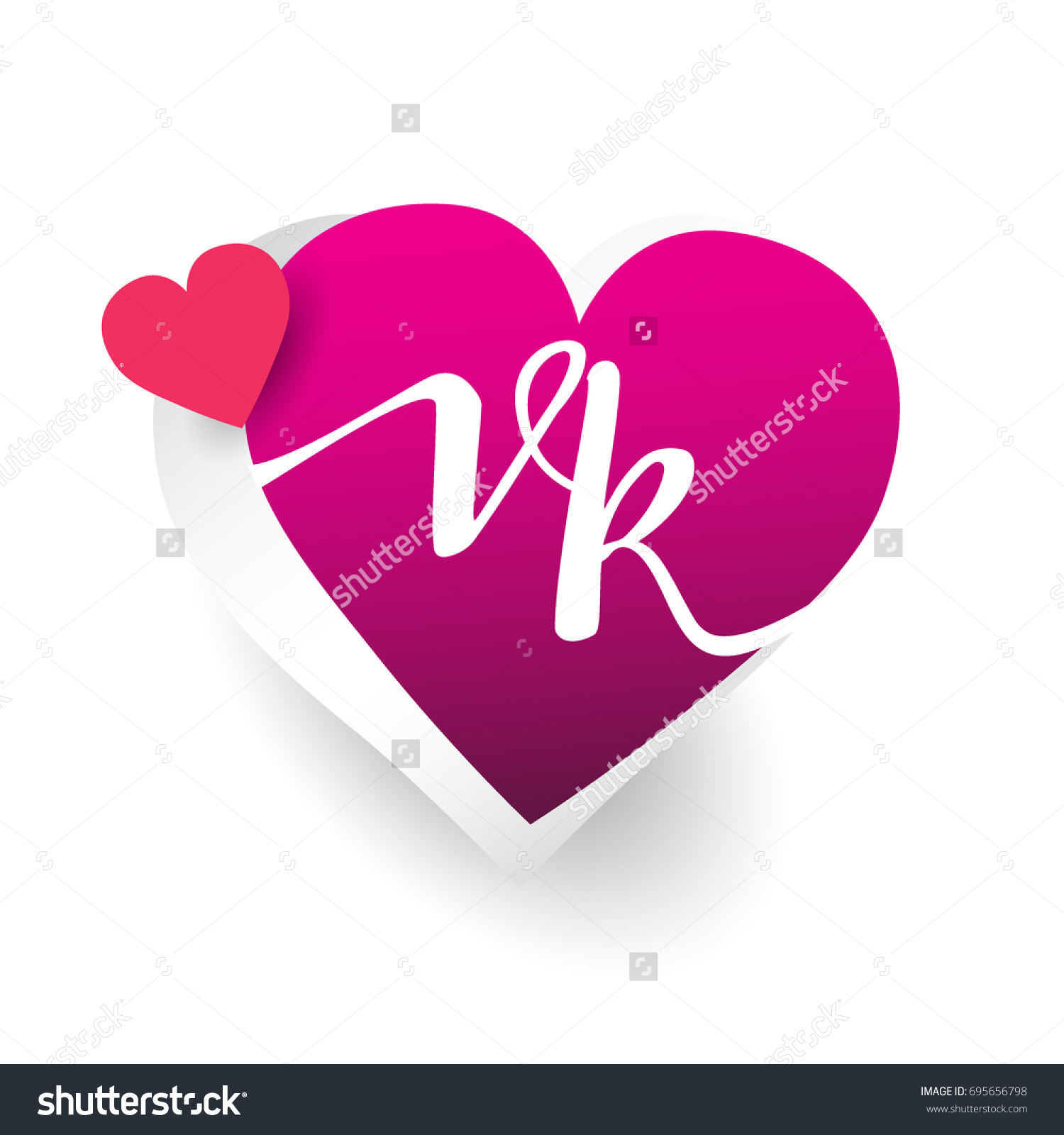 Initial Logo Letter Vk Heart Shape Stock Vector Royalty