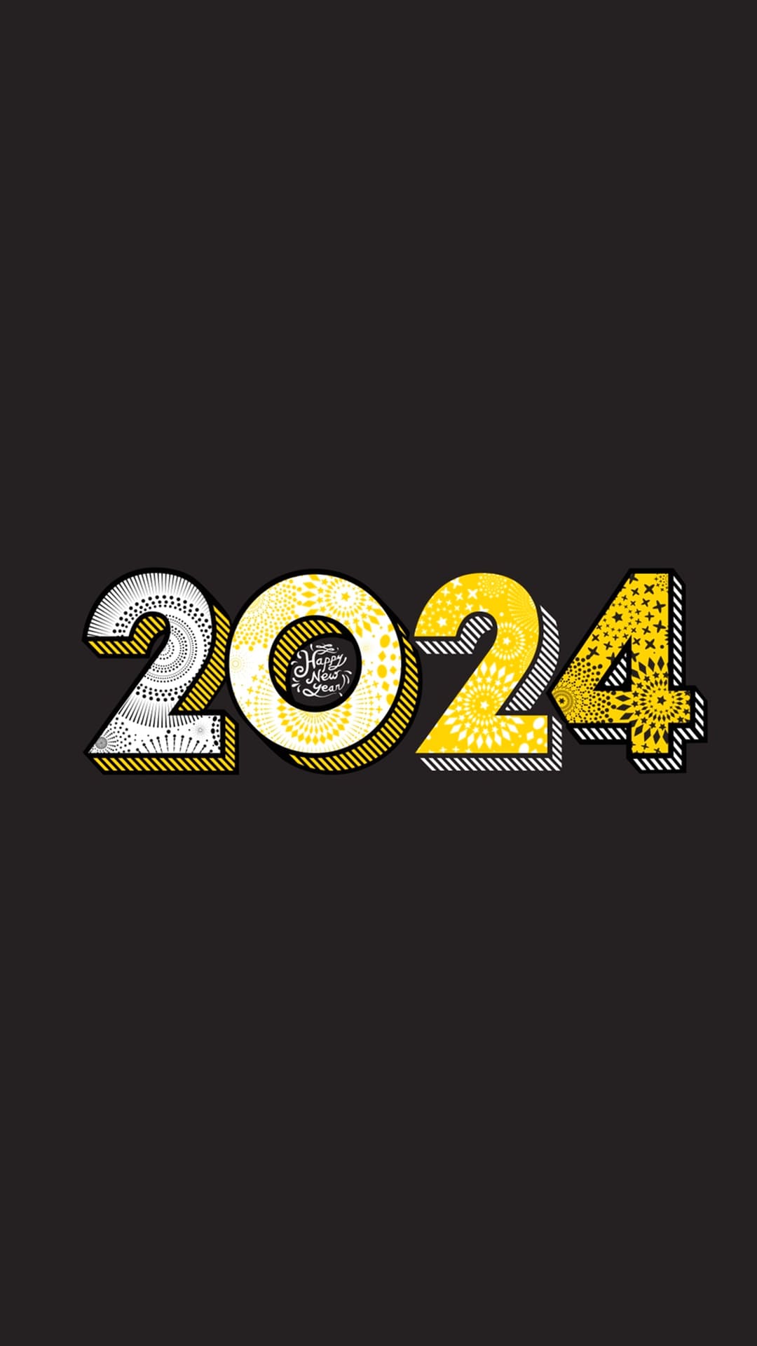 Stylish 2024 New Year design on a dark background. Perfect for an aesthetic wallpaper