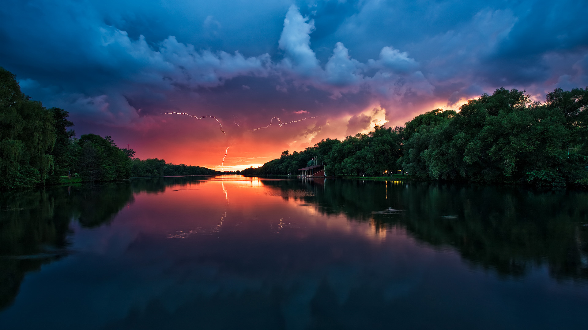 Stormy Weather Calm River Wallpaper HD Background