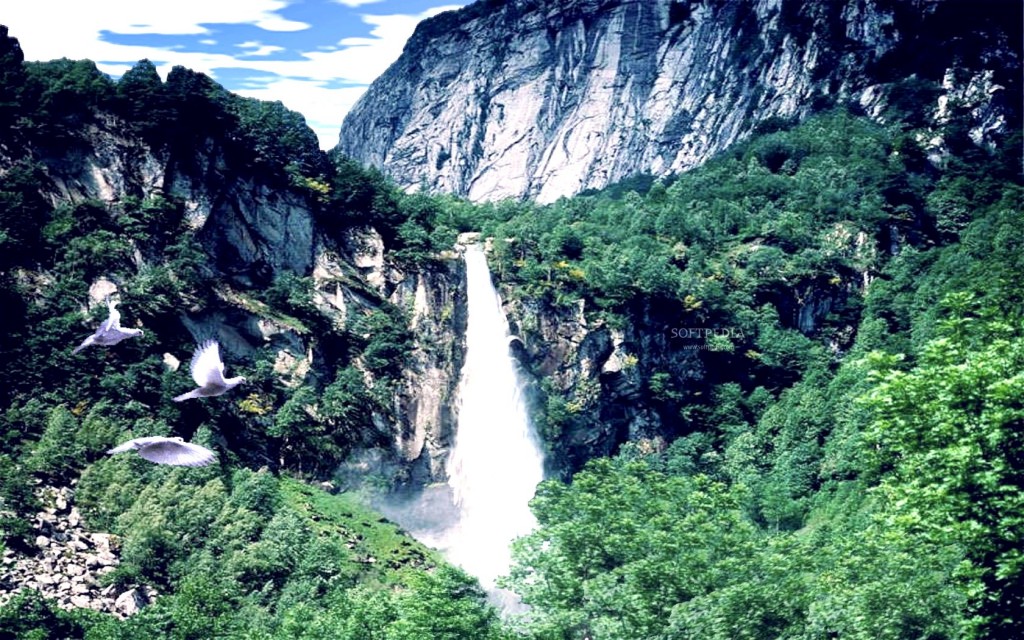 Mountain Waterfall Background images 1024x640