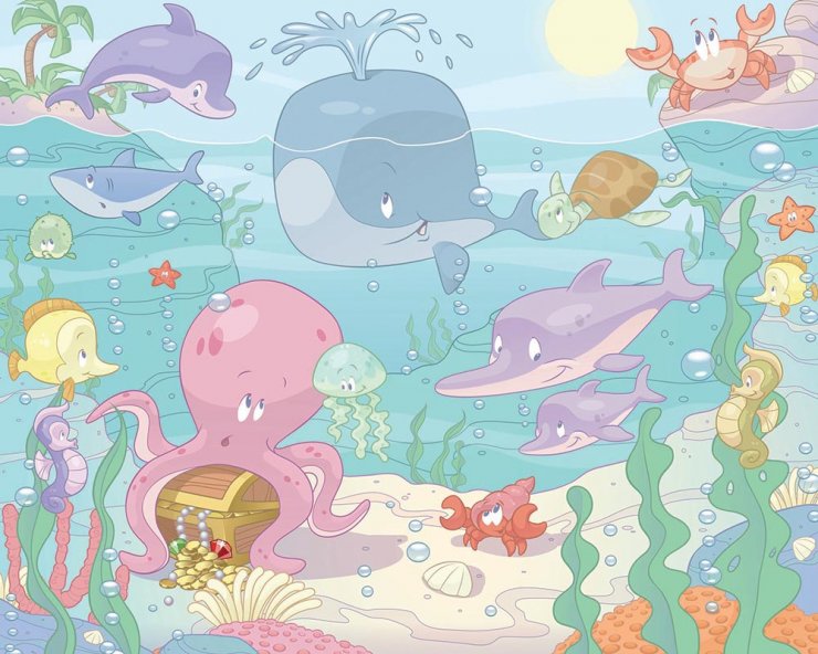 Baby Under The Sea Nursery Wallpaper Mural Bedroom Murals