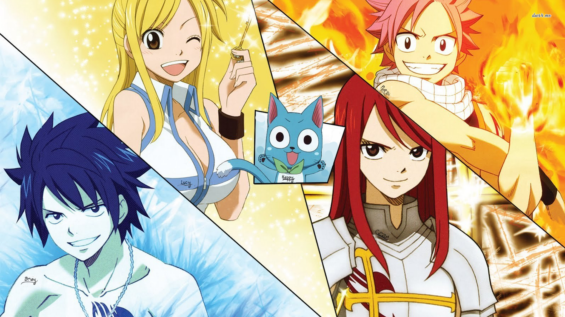 Fairy Tail Natsu Lucy Erza And Gray HD 1080p Wallpaper Background