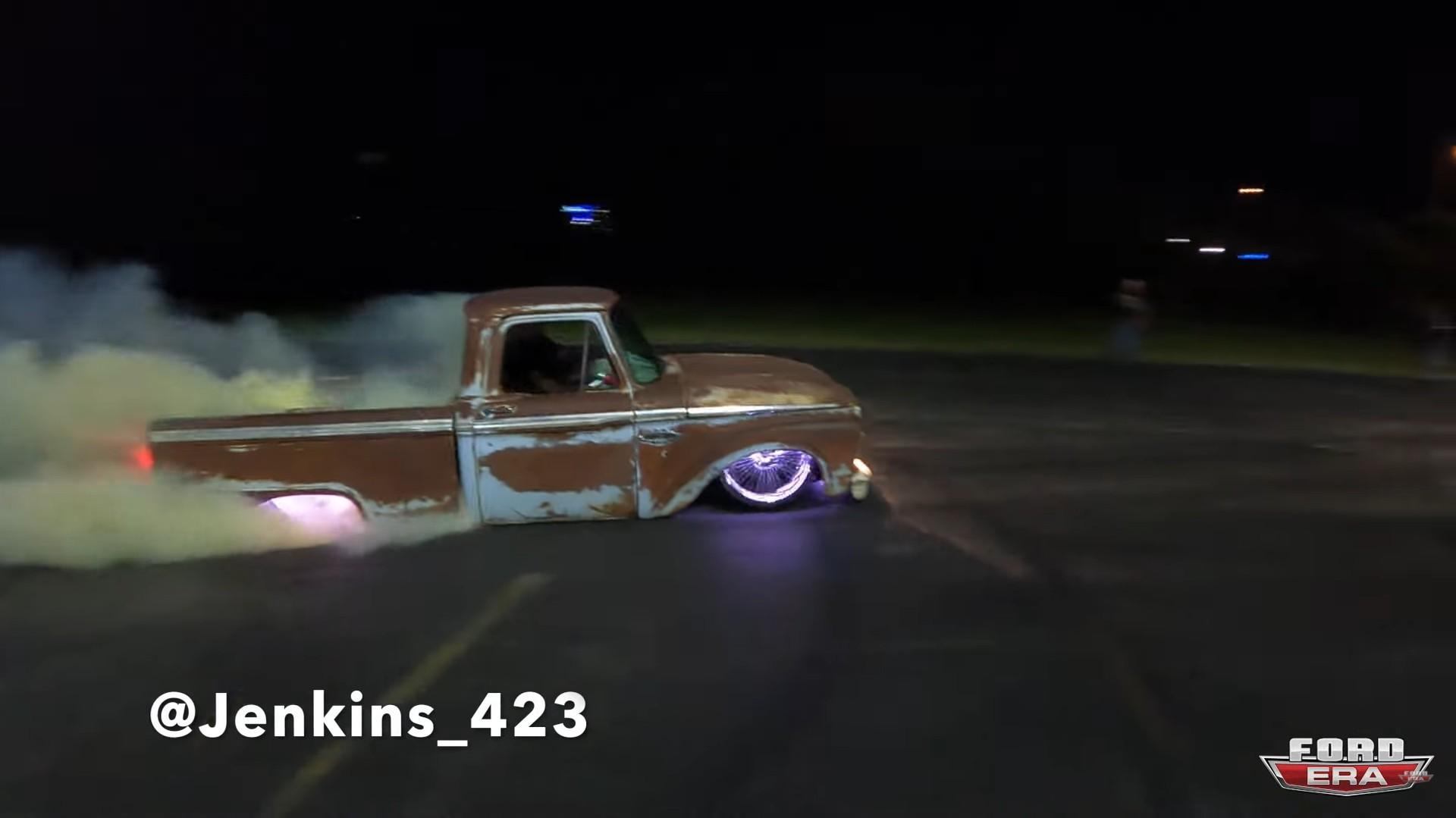 Pack Of Not So Classic Ford F Trucks Deliver A Burnout Show