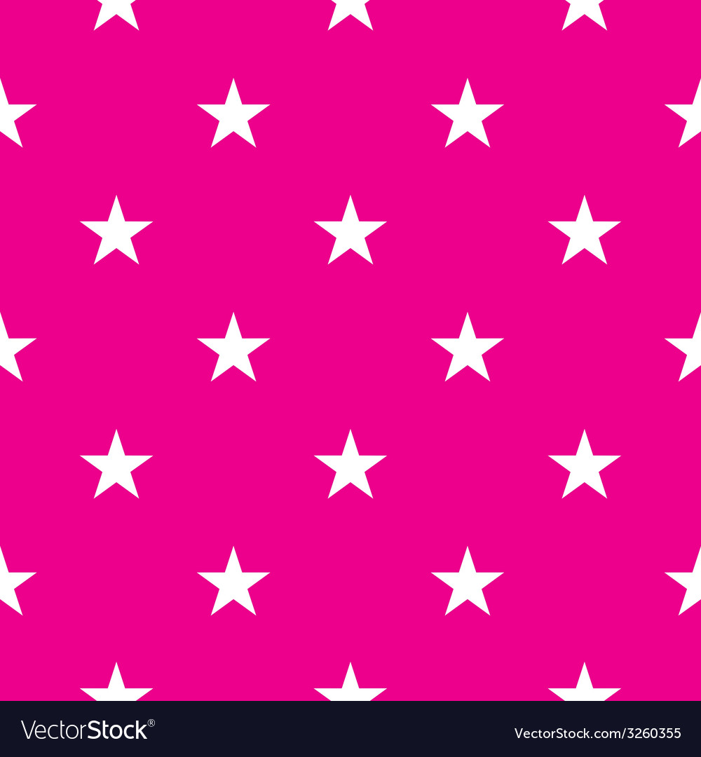 Tile Pattern With White Stars On Pink Background Vector Image