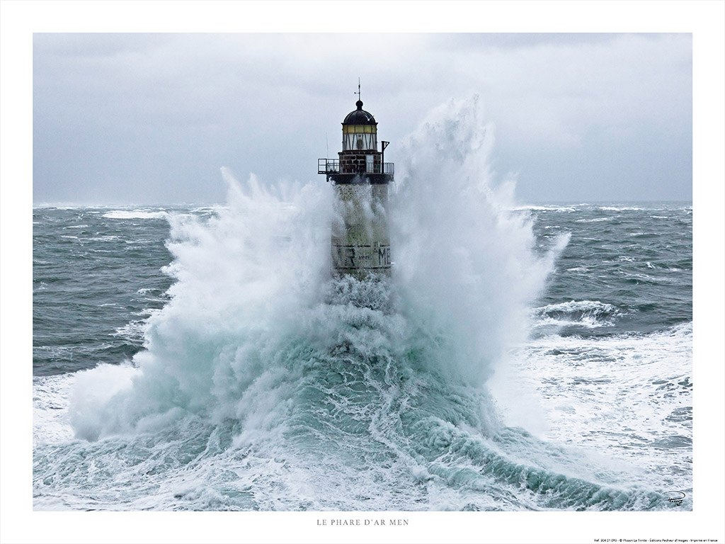Photo Print The Ar Men Lighthouse In Storm Brittany