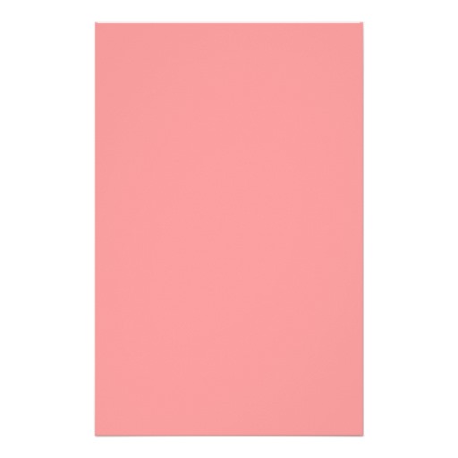 Plain Coral Pink Background Stationery Paper