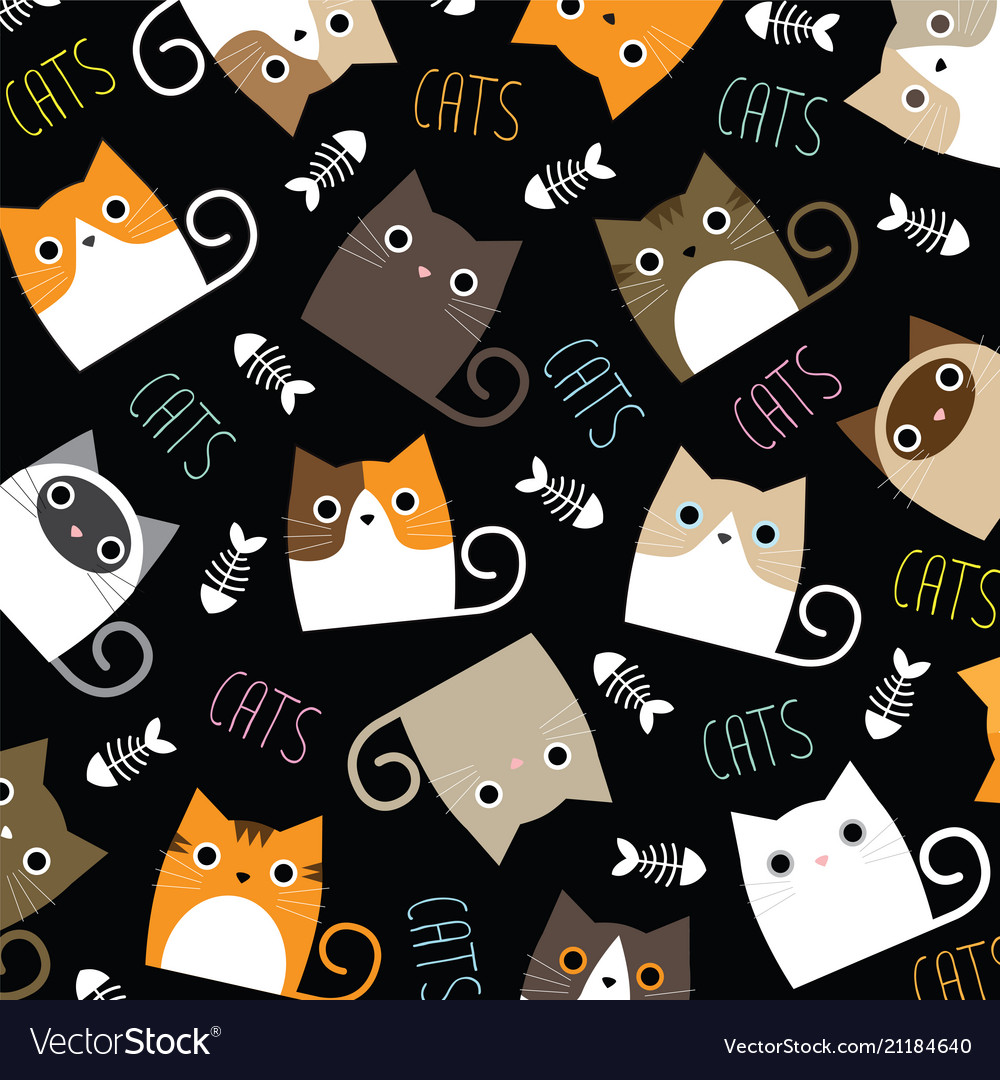 Cute Cats Wallpaper Royalty Vector Image Vectorstock