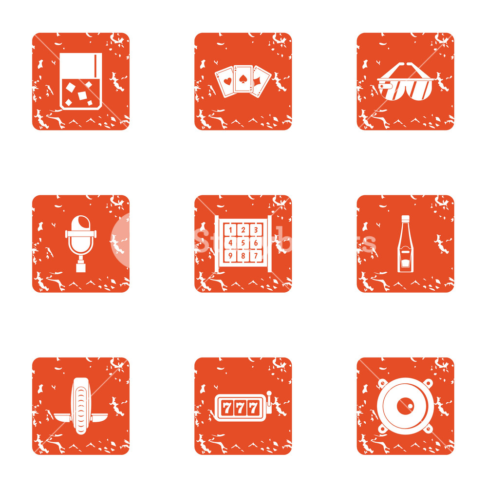 Triumphant Icons Set Grunge Of Vector For
