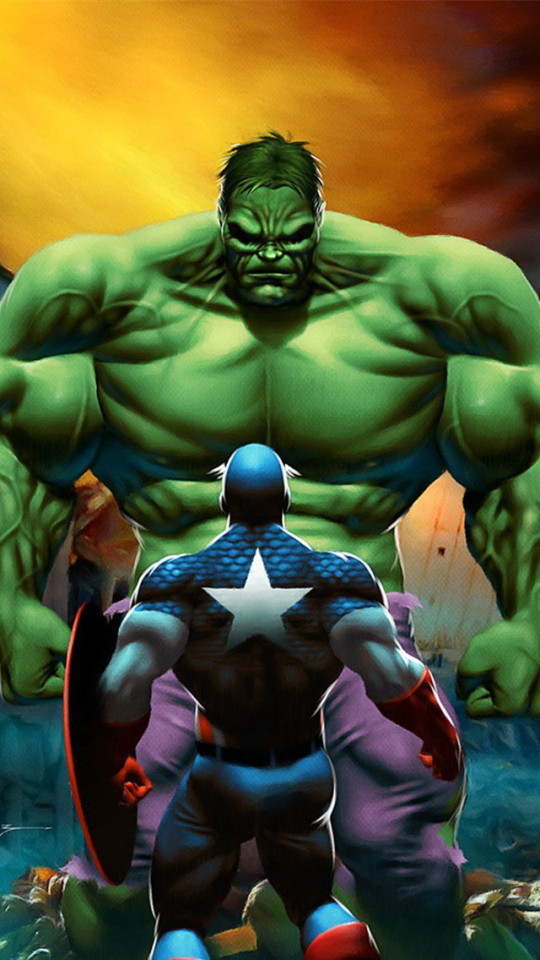 Captain America Vs The Hulk Wallpaper iPhone