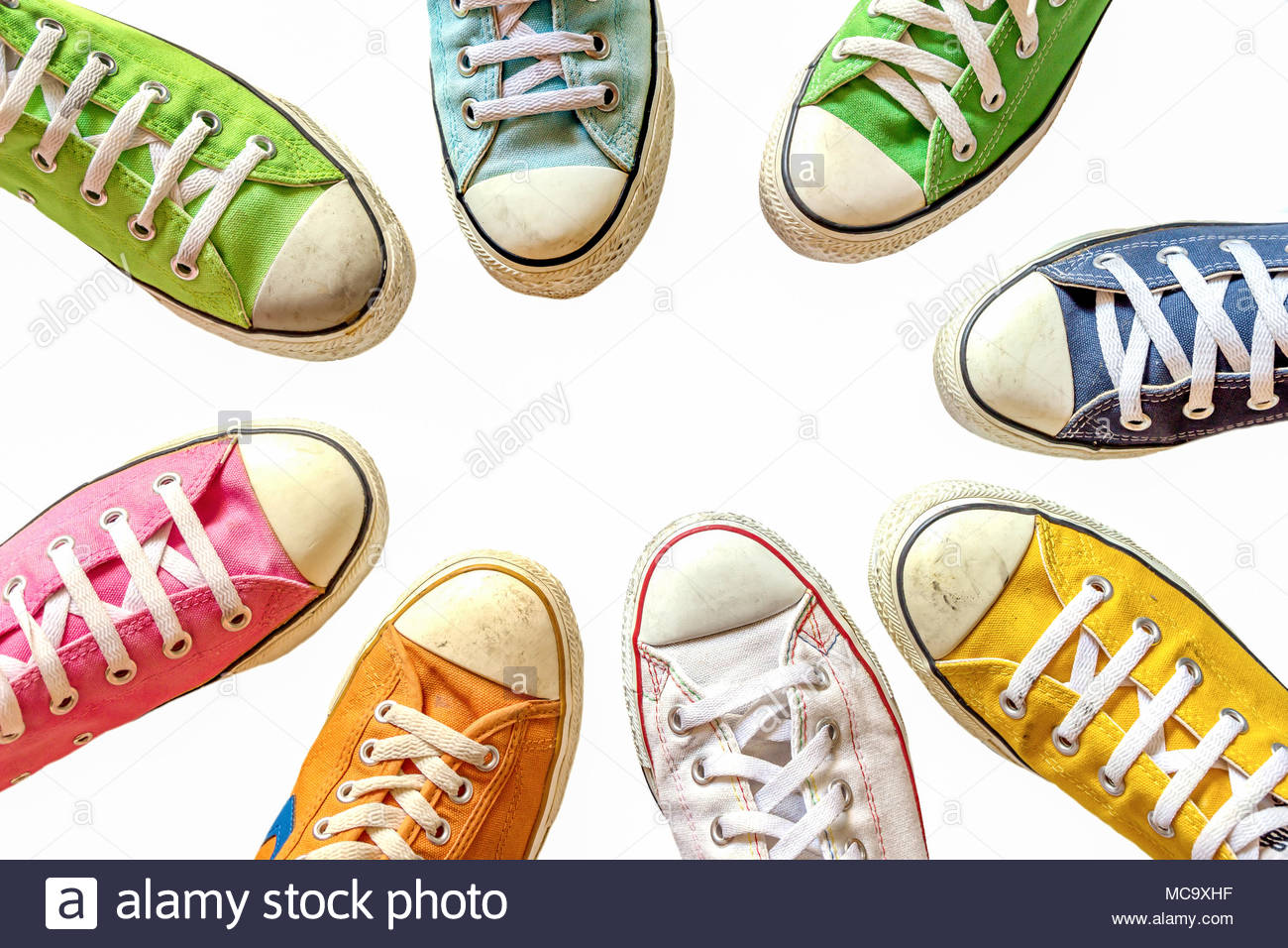 Variety Of The Colorful Leather Shoes On A White Background